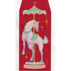 Red envelope with a carousel horse design on a red background