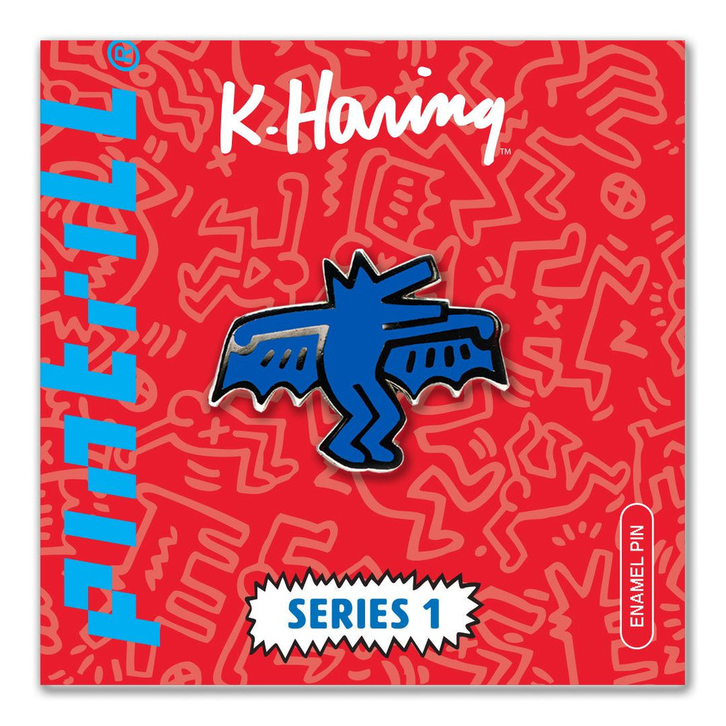 Keith Haring - Bat Dog Pin - Blue