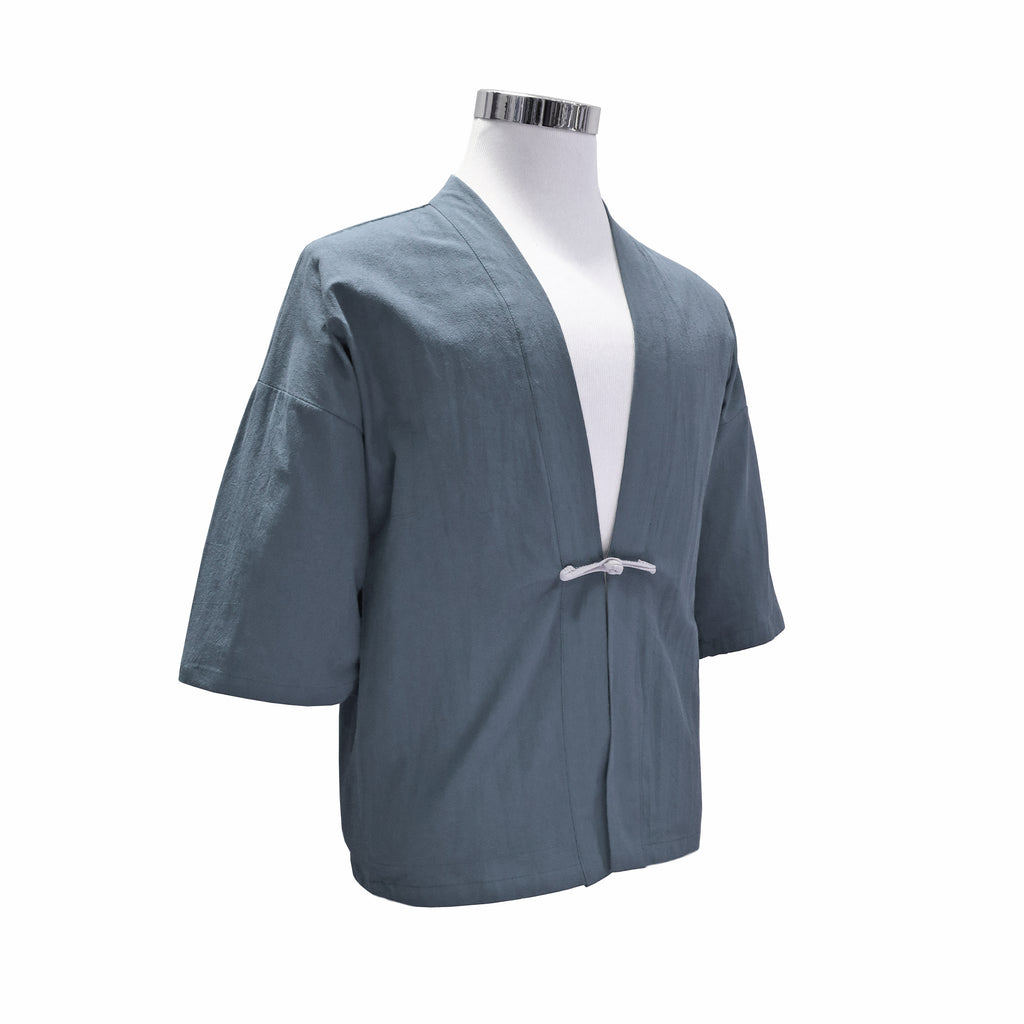 Kimono Shirt with Single Pankou Button - Gray