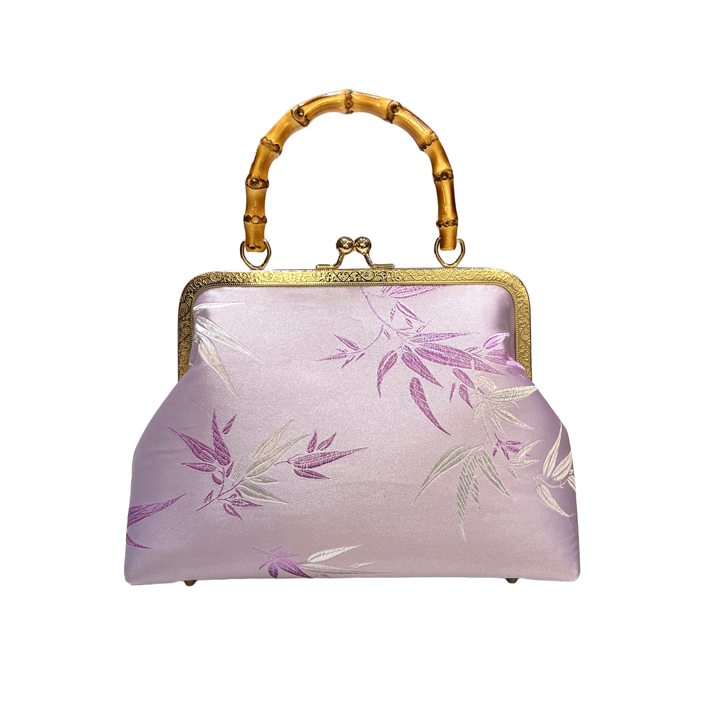 Purse with Bamboo Handle and Bamboo Leaf Pattern (Various Colors)