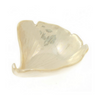 White ceramic leaf-shaped dish on a white background