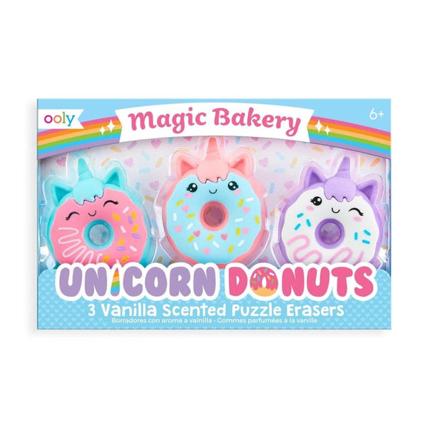 Magic Bakery Unicorn Donuts Scented Erasers inside packaging