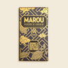 Marou chocolate bar packaging with gold text and design on a beige background