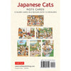 Note card set packaging with Japanese cats illustrations on a beige background