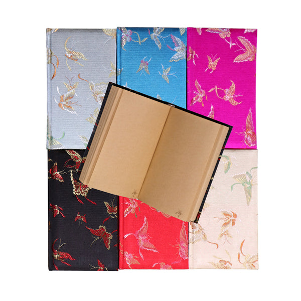 Brocade Butterfly Design Notebook in various colors with one open