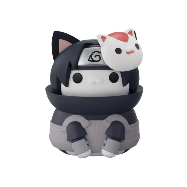Itachi Uchiha with a cat-like mask wearing a black outfit - Front view