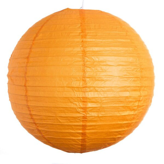 Round orange paper lantern on a white background