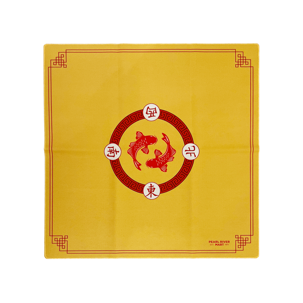 Gold Mahjong Mat with Red Double Fish
