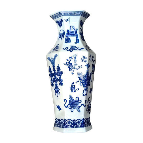 Begonia Shape Wall Vase - Blue on White Household Treasures Design
