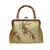 Purse with Bamboo Handle and Bamboo Leaf Pattern gold