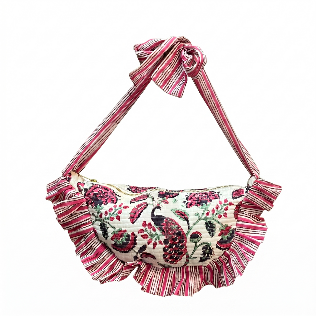 Rani Pink Maxi Croissant Peacock Bag
