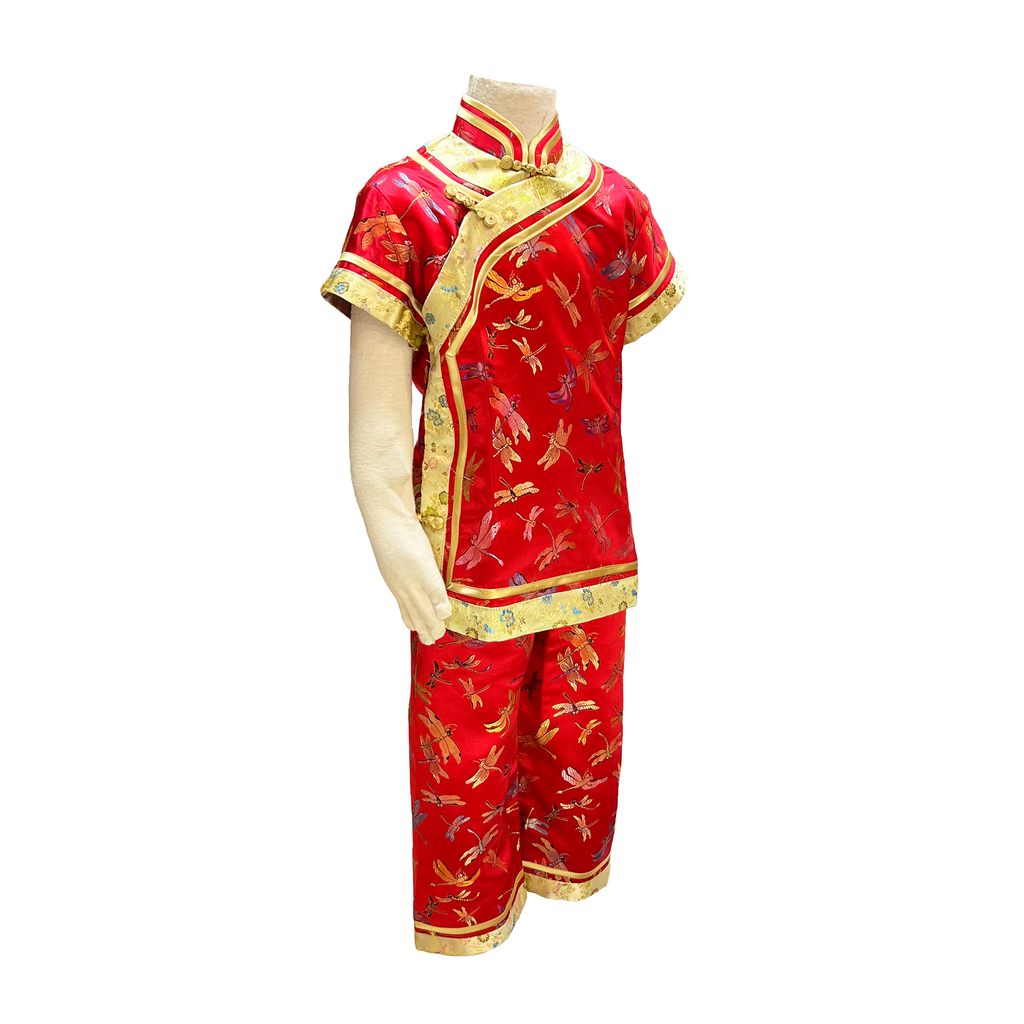 Red Dragonfly Brocade Kids Outfit
