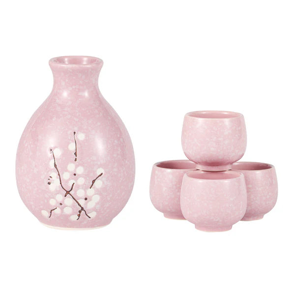 Pink Ume Plum Blossom Sake Set