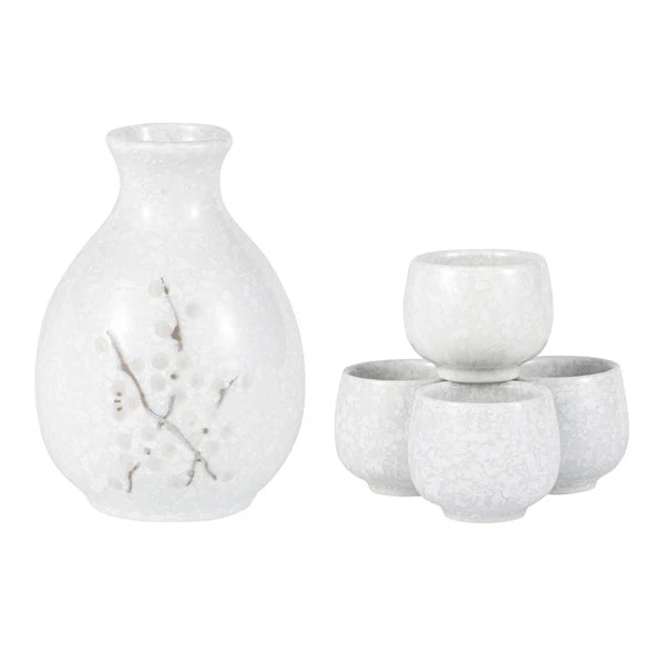 White Ume Plum Blossom Sake Set