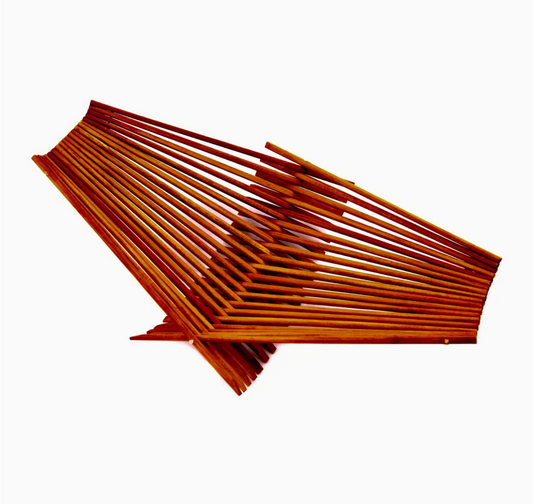 Folding bowl made with 20 pairs of upcycled chopsticks, dark tea stained color