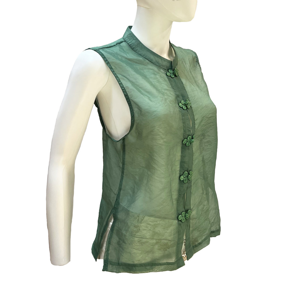 Sleeveless Organza Tang Vest - Green