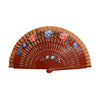 Painted Floral Wooden Spanish-Style Hand Fan Brown