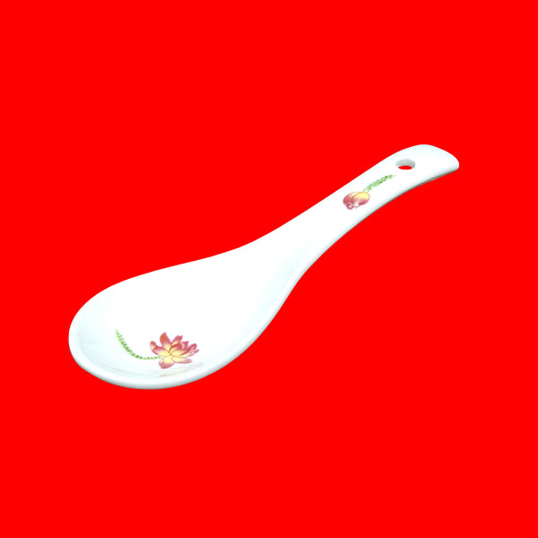 Engraved Ceramic Soup Spoon - Lotus