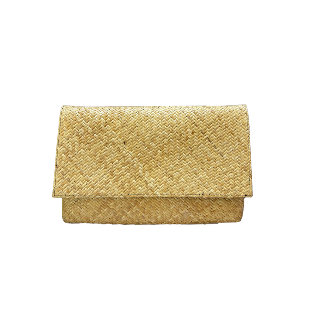 Rattan Clutch with Batik Lining - Ivory