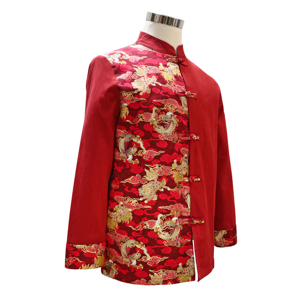 Tang Jacket With Dragon Print - Garnet