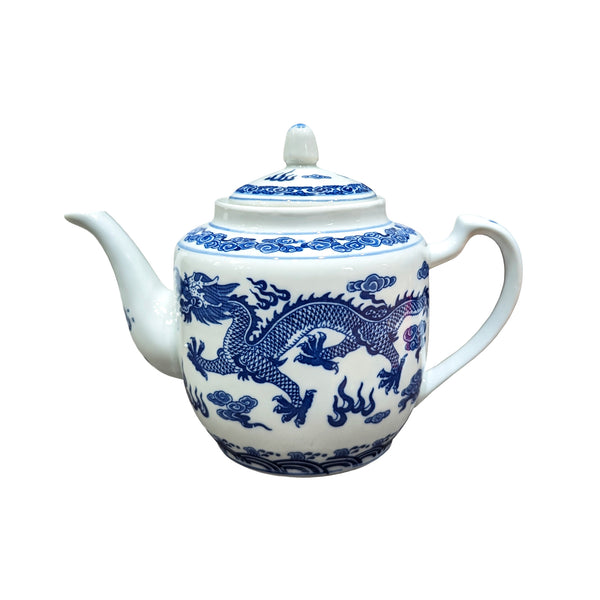Blue on White Dragon Ceramic Teapot
