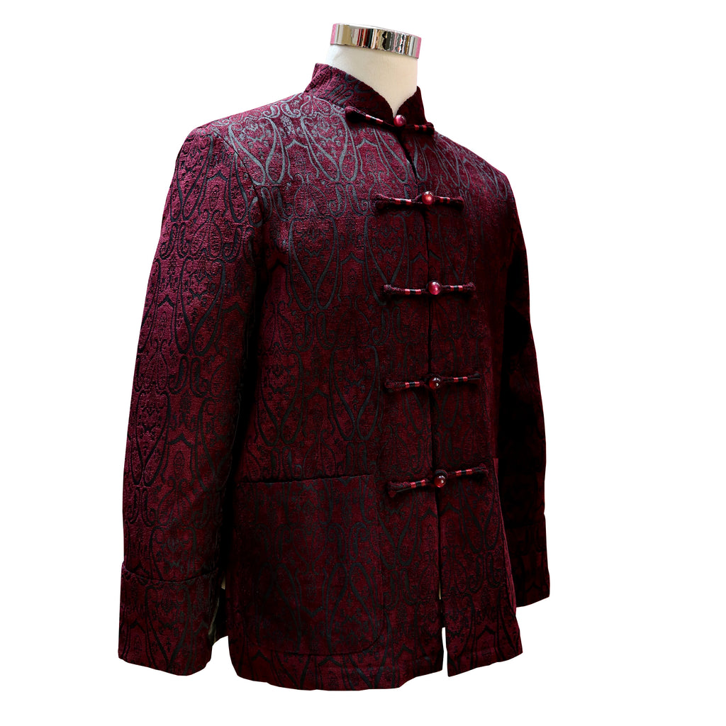 Padded Tang Jacket With All-Over Print - Dark Red