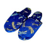cobalt blue comfy slipper with dragonfly design