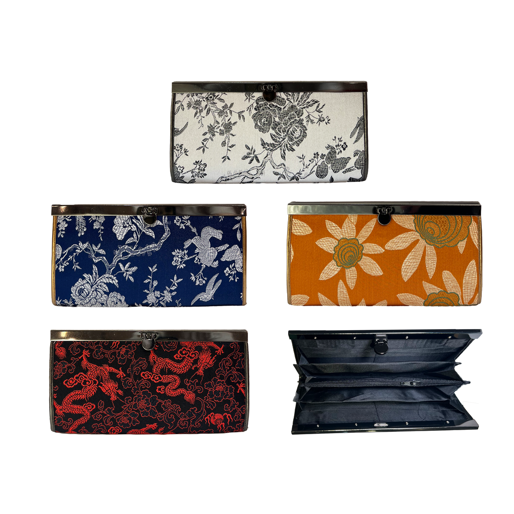 Brocade Clutch Wallet with Flip Lock