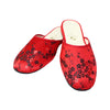 Red slipper with black plum blossom