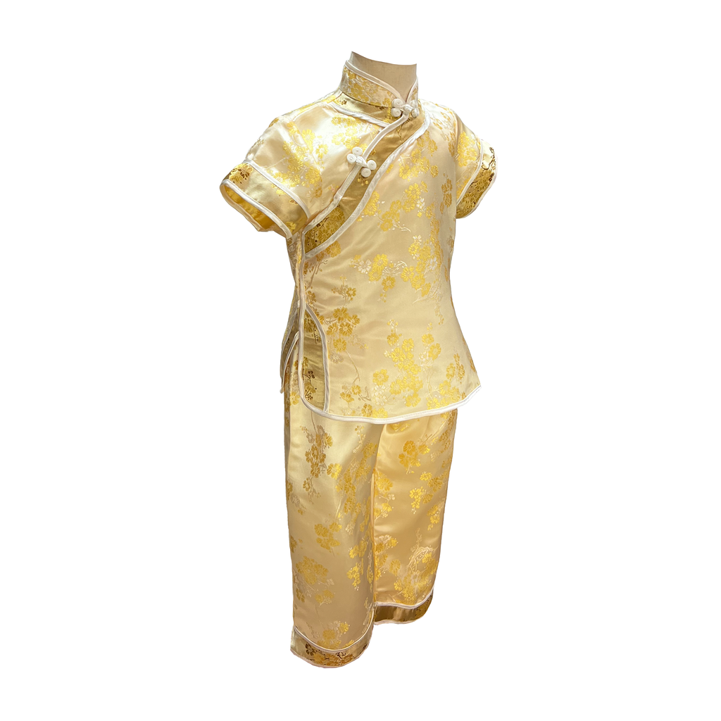 Gold and Yellow Blossom Brocade Kids Outfit