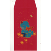 Red envelope with blue dragon design on a white background