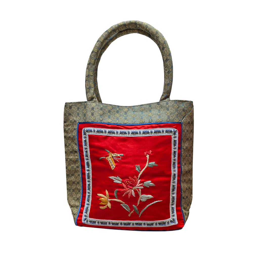 Mini Embroidered Tote Bag - Red