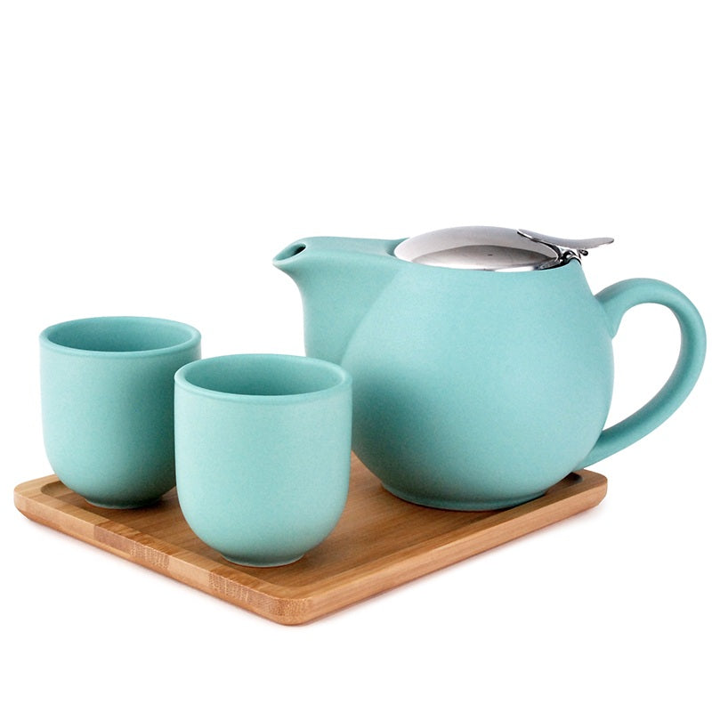 Modern Ceramic Tea Set With Tray (1:2) - Various Colors