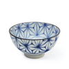 Ceramic bowl with blue and white pattern on a white background