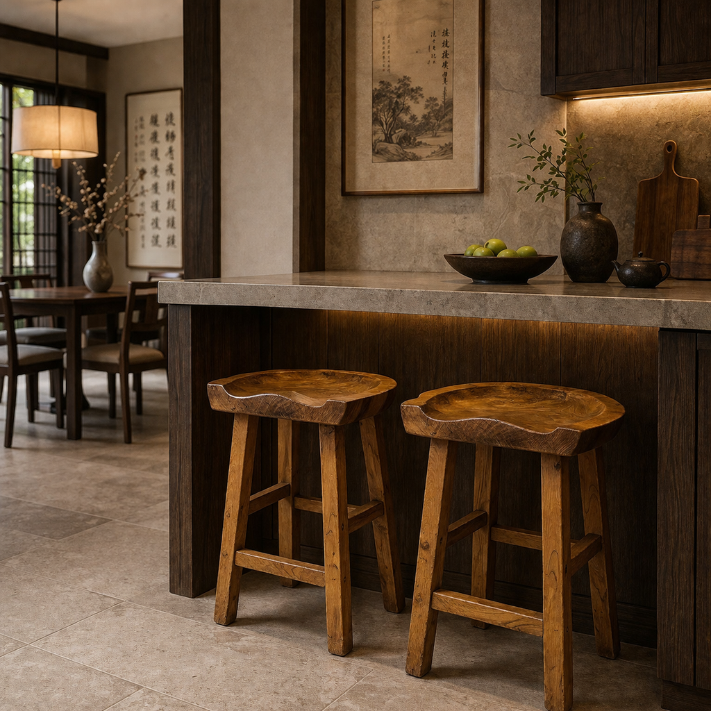 Natural Teak Bar Stool