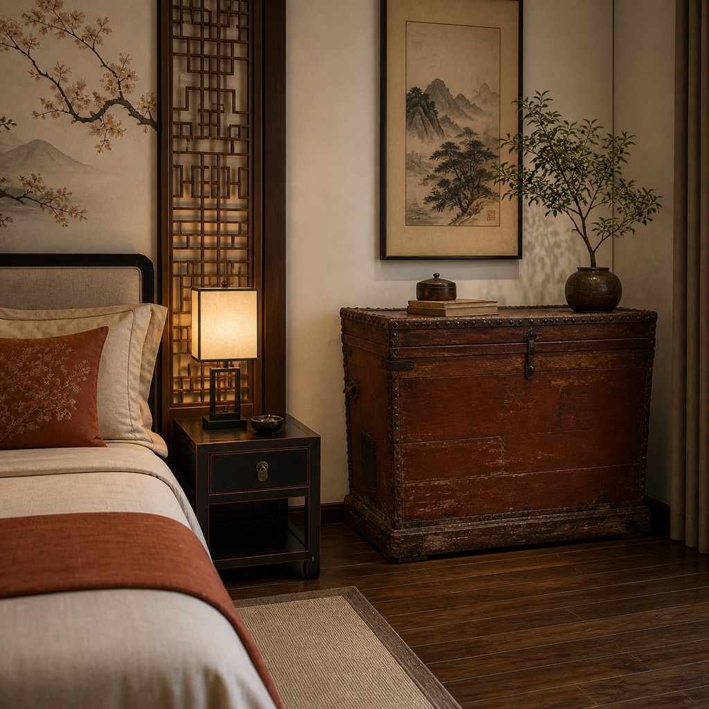Mahogany Brown Night Stand with Drawer and Bottom Shelf