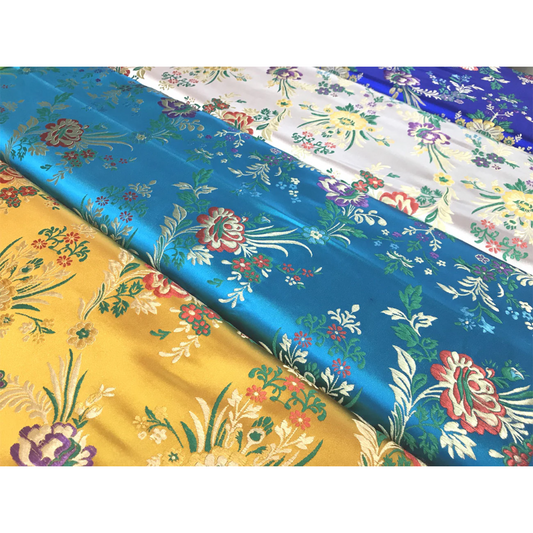 Begonia Floral Brocade Fabric in diagonal display