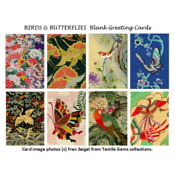 Textile Gems Blank Greeting Cards - Bird & Butterfly Collection