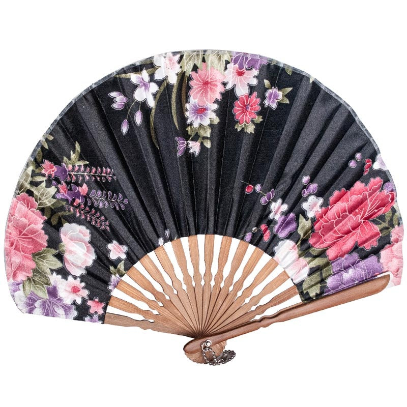 Floral Print Bamboo Hand Fan - 8.5 inch