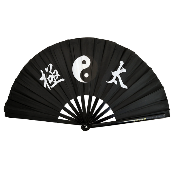 Black fan with white symbols on a white background