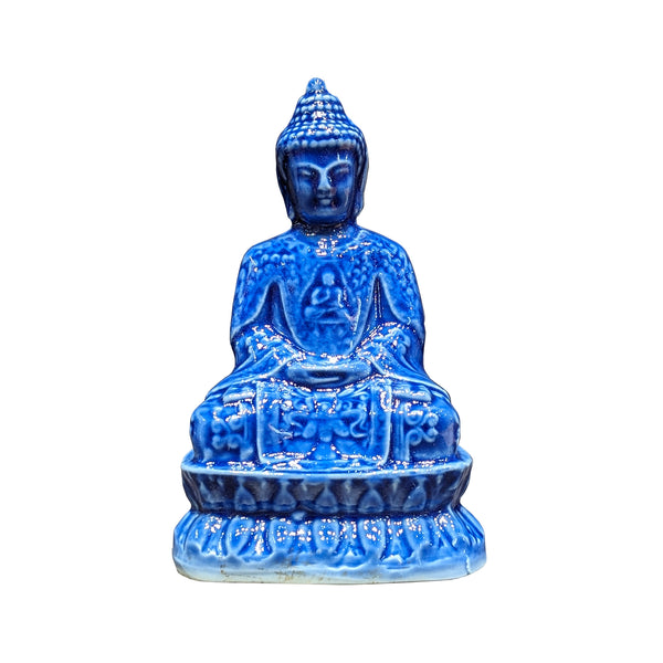 Blue Glazed Buddha Figurine