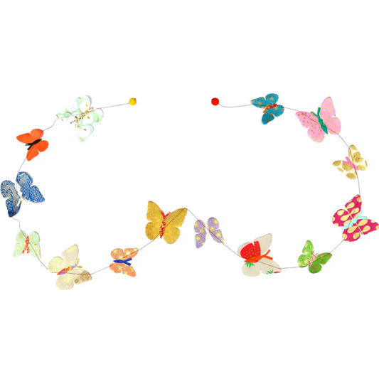 Butterfly-shaped decorative garland on a white background