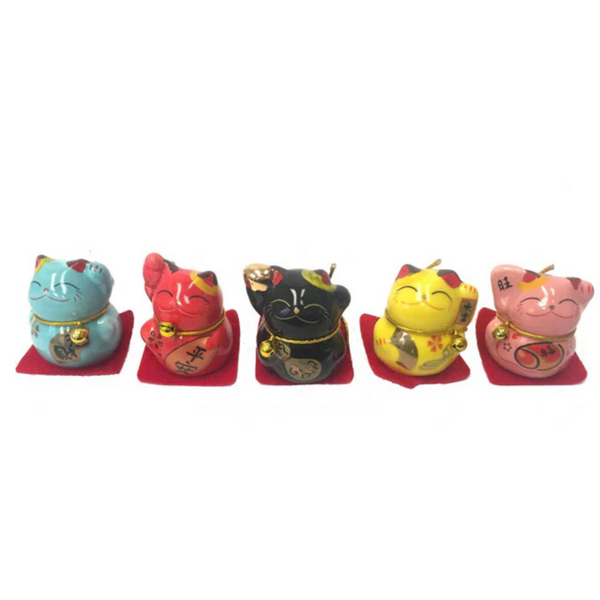 Mini Ceramic Lucky Cat (Solid Color)