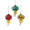 Cherry Blossom Lantern Glass Ornament: red, blue, and yellow