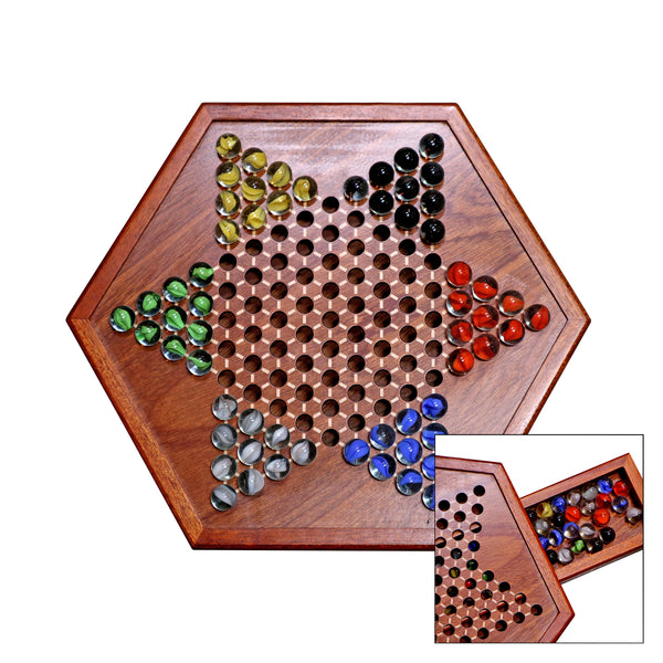 Chinese Checkers with Wooden Board and marbles