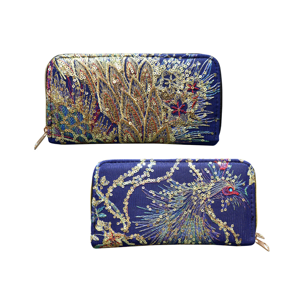 Sequined Peacock Clutch - Blue