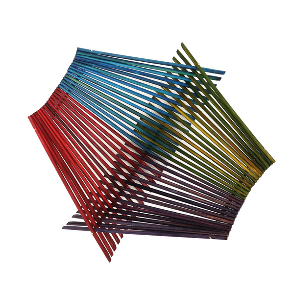 Basket made of colorful upcycled chopsticks