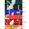 White Flying Crane under the Moon Brocade Fabric in 6 colors. From top to bottom: green, black, cobalt blue, red, burgundy, and gold