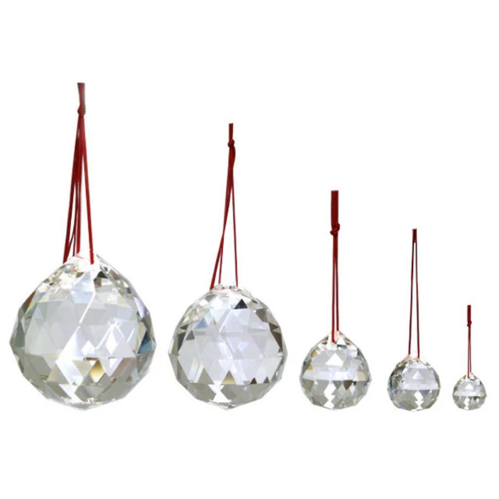 Crystal Ball with Red String for Hanging