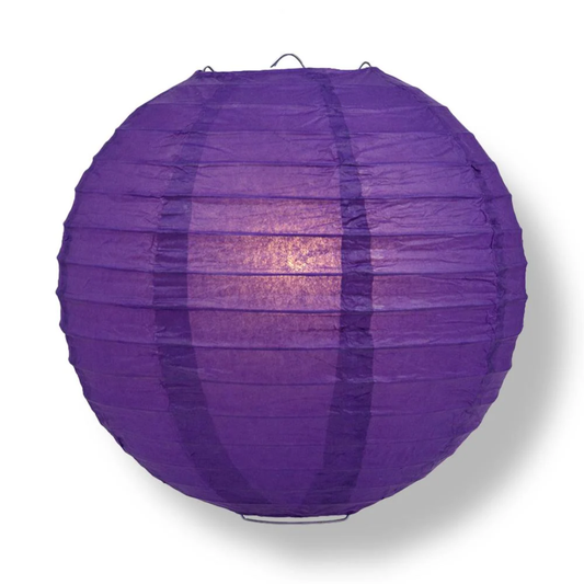 Dark Purple Wire Frame Spherical Paper Lantern